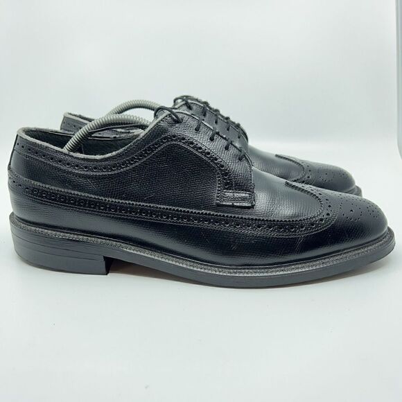 O'Sullivan Men’s Size 10.5 D Black Leather USA Made Long Wingtip Dress Shoes - Picture 5 of 11